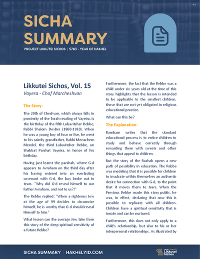 Project Likkutei Sichos — Parshas Vayeira