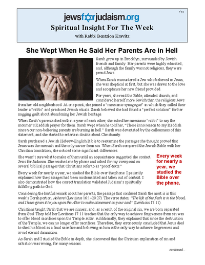 Jews for Judaism — Parshas Kedoshim