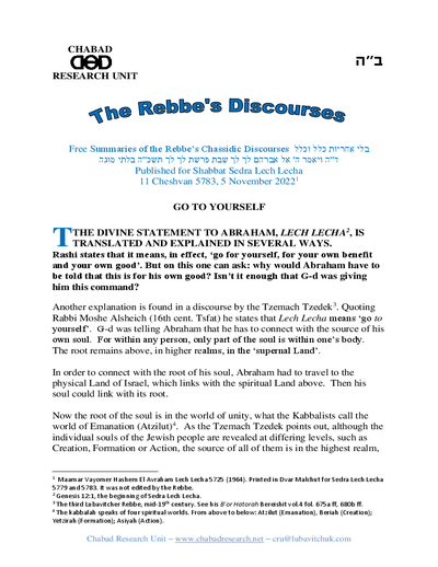 Chabad Research Unit — Parshas Lech-Lecha