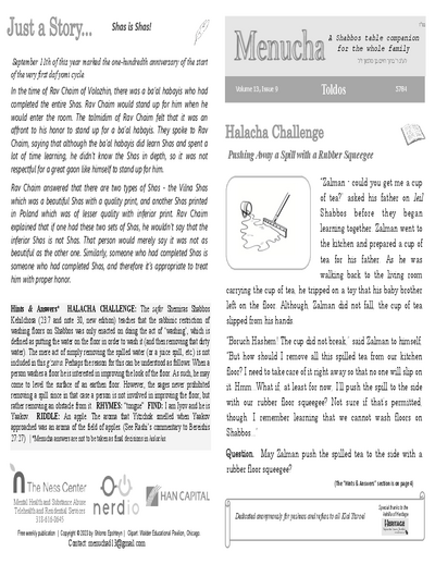 Menucha Magazine — Parshas Toldos