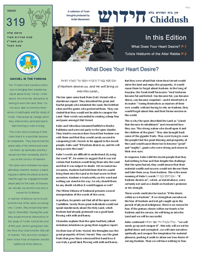 The Weekly Chiddush — Parshas Shlach