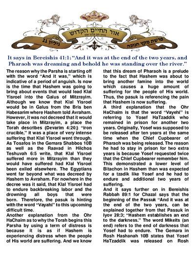 Ohr Hachaim Hakadosh — Parshas Mikeitz