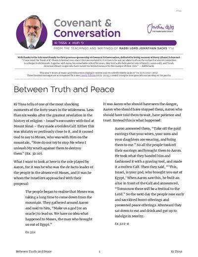 Covenant & Conversation — Parshas Ki Sisa