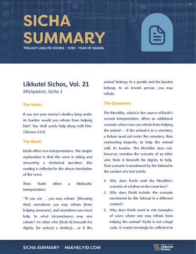 Project Likkutei Sichos — Parshas Mishpatim