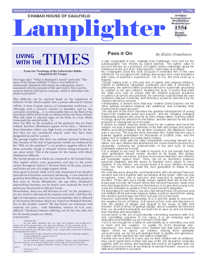 Lamplighter — Parshas Acharei Mos