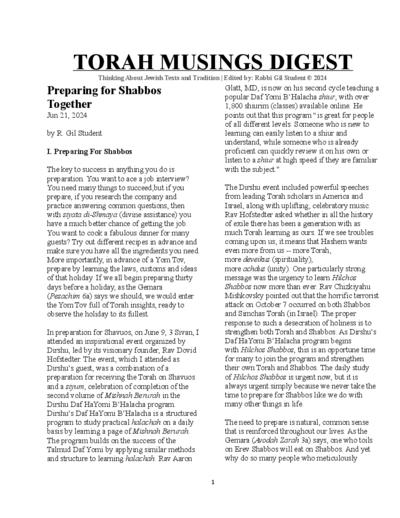 Torah Musings — Parshas Behaalotcha