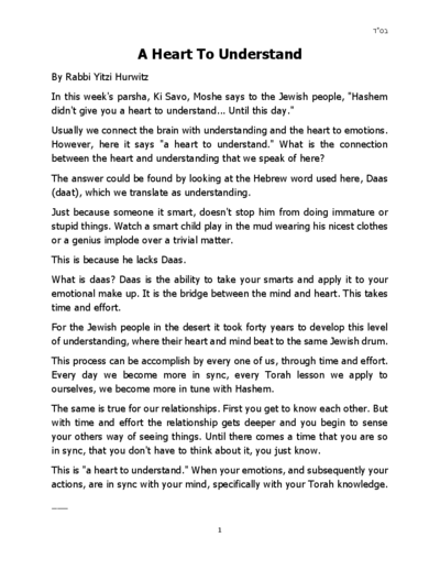 Words of Wisdom from Rabbi Yitzi — Parshas Ki Savo