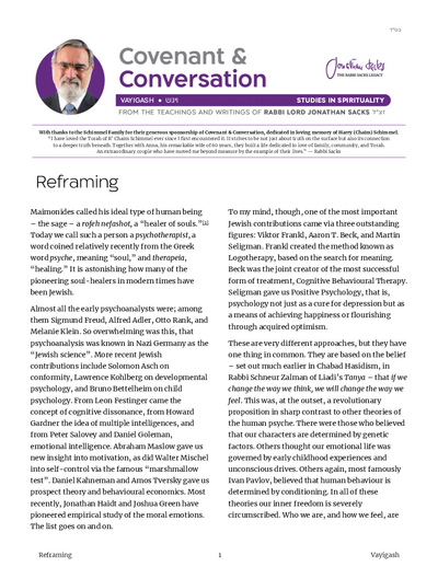 Covenant & Conversation — Parshas Vayigash