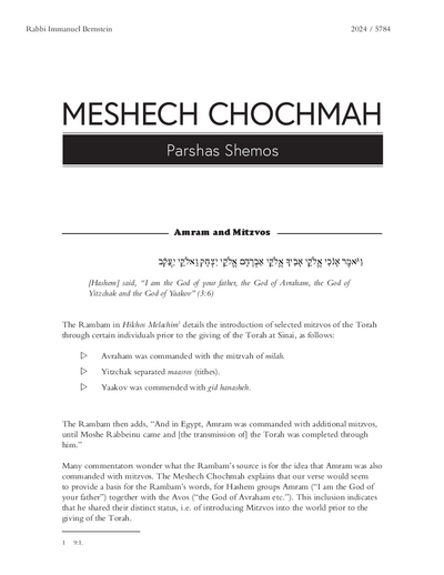 Meshech Chochma — Parshas Shemos