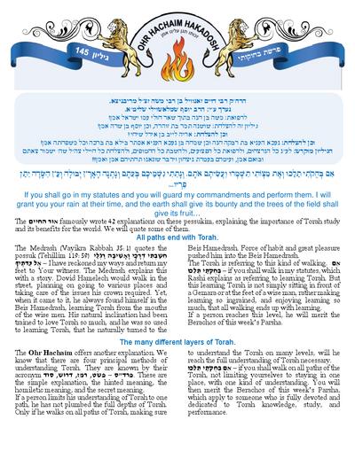 Ohr Hachaim Hakadosh — Parshas Bechukosai