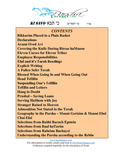 Parsha Pages — Parshas Ki Savo