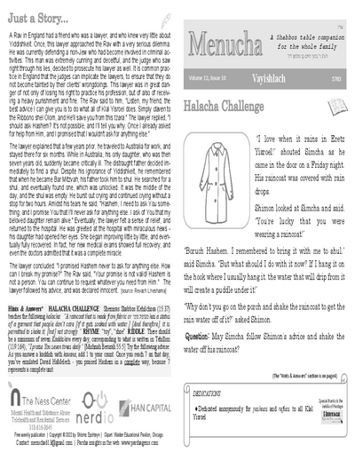 Menucha Magazine — Parshas Vayishlach
