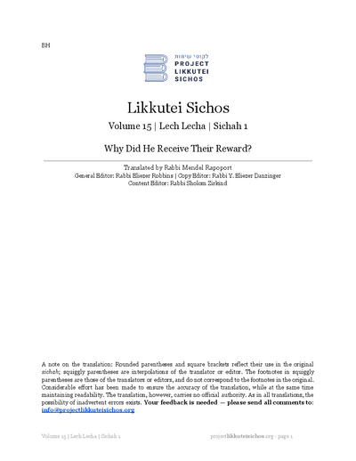 Project Likkutei Sichos — Parshas Lech-Lecha