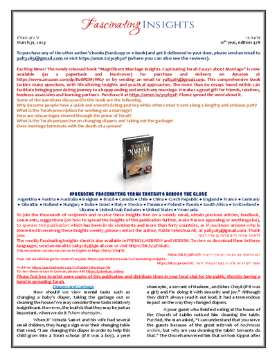 Fascinating Insights — Parshas Tsav