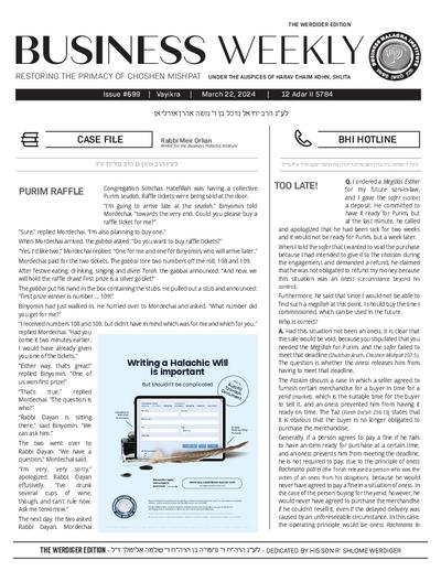 Business Weekly — Parshas Vayikra