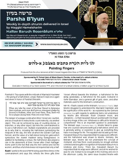 Torah Papers — Parshas Ki Sisa
