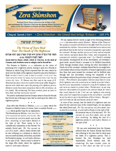 Zera Shimshon — Parshas Chayei Sarah