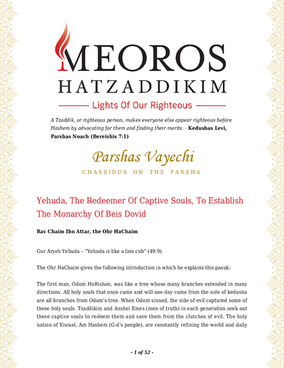 Me'oros Hatzaddikim — Parshas Vayechi