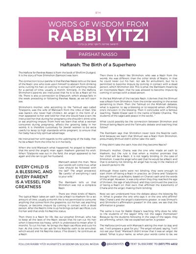 Words of Wisdom from Rabbi Yitzi — Parshas Naso