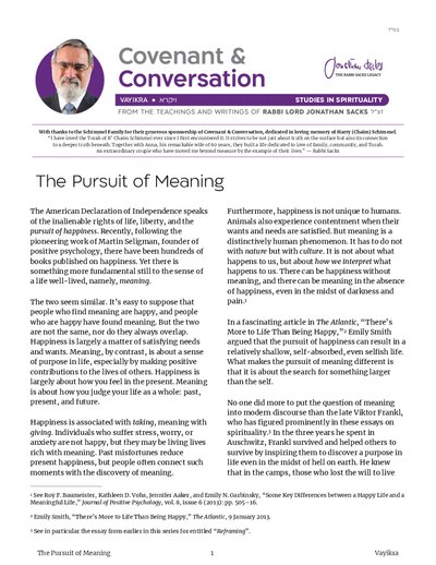 Covenant & Conversation — Parshas Vayikra