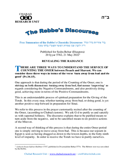 Chabad Research Unit — Parshas Behar