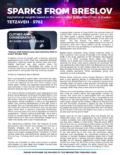 Sparks from Breslov — Parshas Tetzaveh