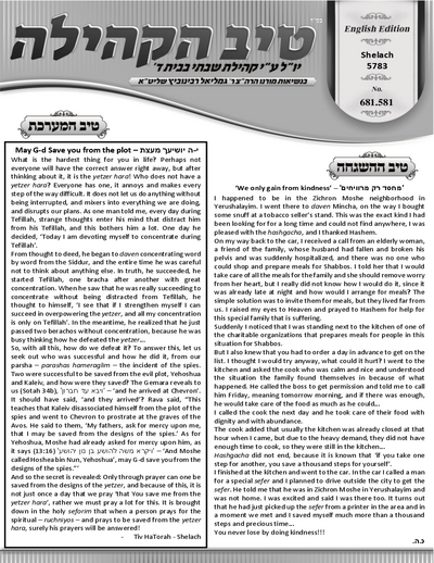 טיב הקהילה English — Parshas Shlach