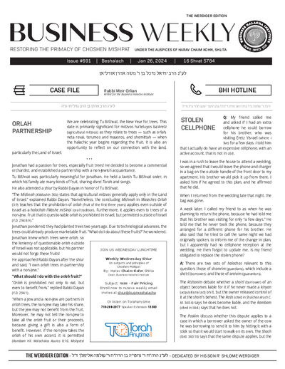 Business Weekly — Parshas Beshalach