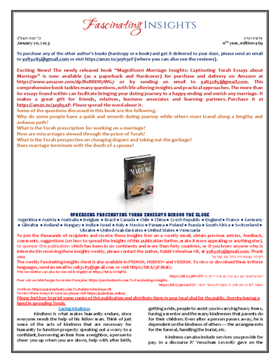 Fascinating Insights — Parshas Va'eira