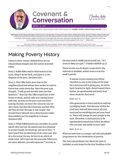 Covenant & Conversation — Parshas Re'eh