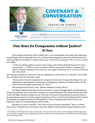 Covenant & Conversation — Parshas Ki Sisa