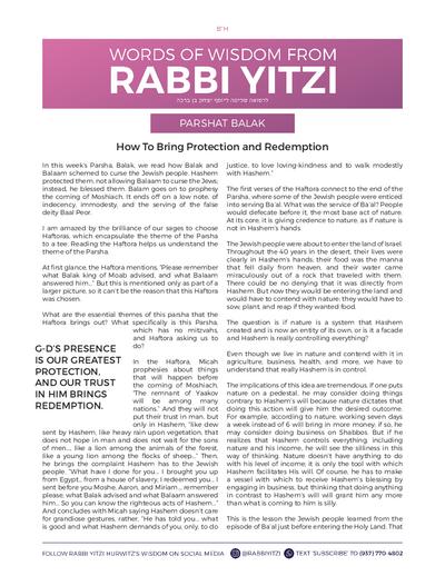 Words of Wisdom from Rabbi Yitzi — Parshas Balak