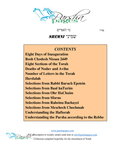 Parsha Pages — Parshas Shemini