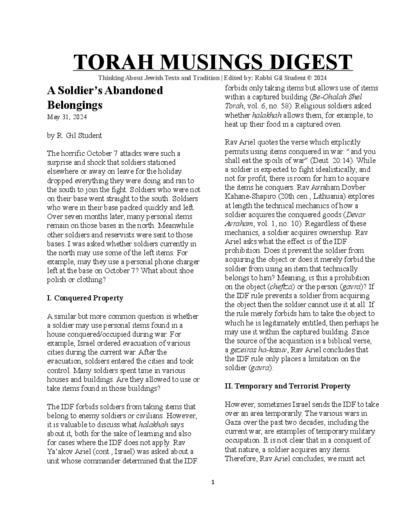 Torah Musings — Parshas Bechukosai