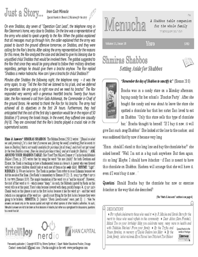 Menucha Magazine — Parshas Yisro