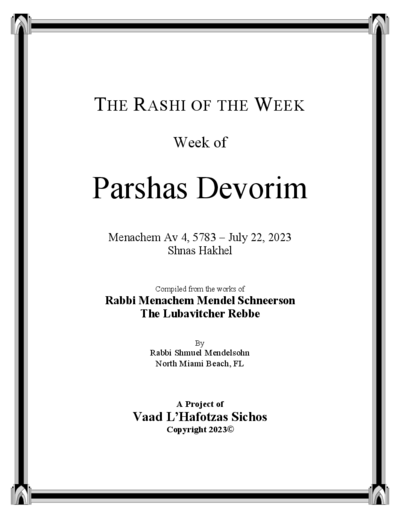 The Rashi of the Week — Parshas Devorim