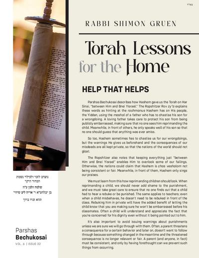 Torah Lessons for the Home — Parshas Bechukosai
