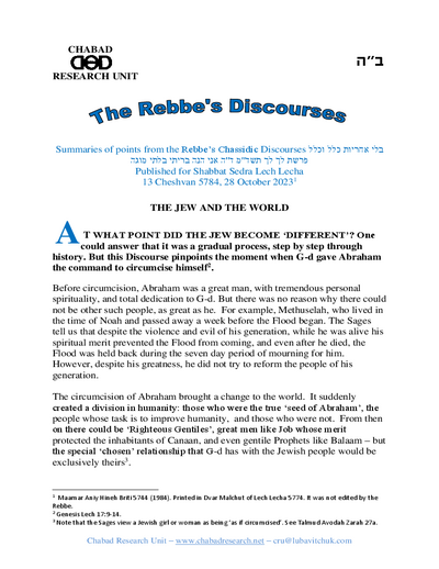 Chabad Research Unit — Parshas Lech-Lecha