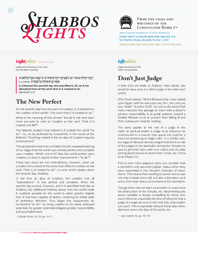 Shabbos Lights — Parshas Bereishis