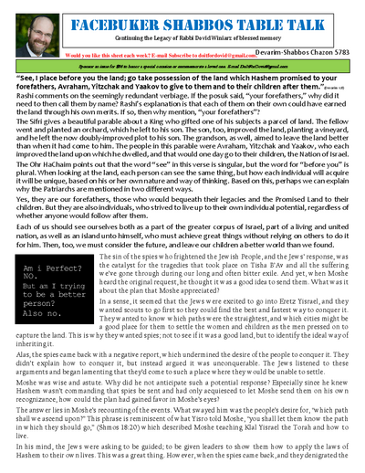 Facebuker Shabbos Table Talk — Parshas Devorim