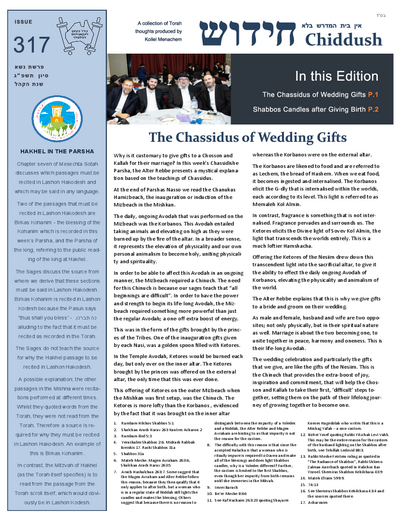 The Weekly Chiddush — Parshas Naso