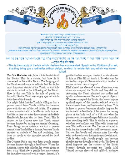 Ohr Hachaim Hakadosh — Parshas Chukas