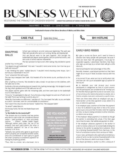 Business Weekly — Parshas Korach