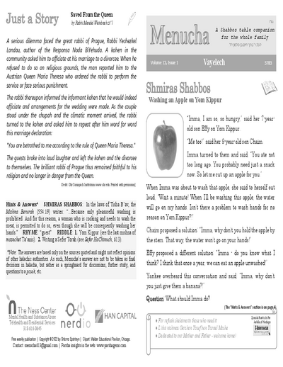 Menucha Magazine — Parshas Vayelech