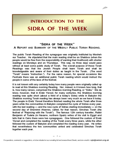 Questions on the Sidra — Parshas Bereishis