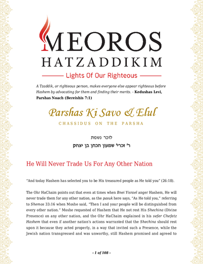 Me'oros Hatzaddikim — Parshas Ki Savo