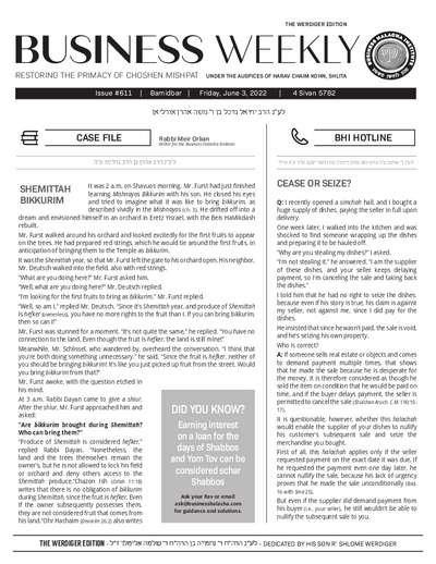 Business Weekly — Parshas Bamidbar