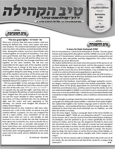 טיב הקהילה English — Parshas Bereishis