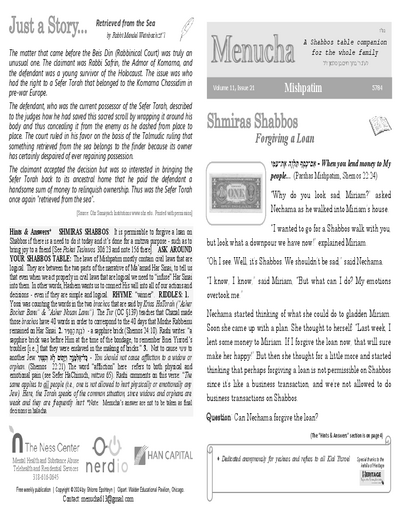Menucha Magazine — Parshas Mishpatim