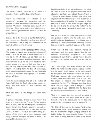 Words of Wisdom from Rabbi Yitzi — Parshas Vayeitzei